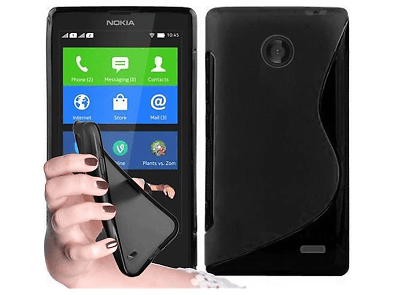 X, Handyhülle, Nokia, CADORABO TPU S-Line OXID SCHWARZ Backcover,