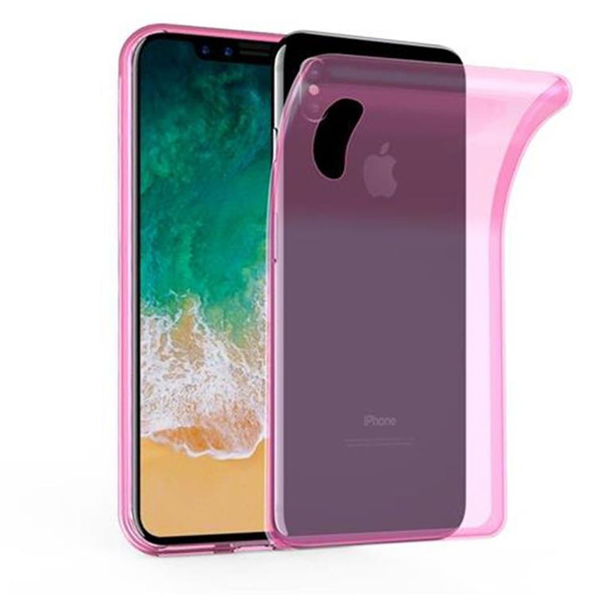 TPU Schutzhülle, TRANSPARENT Ultra Slim iPhone CADORABO AIR X Backcover, Apple, PINK XS, /