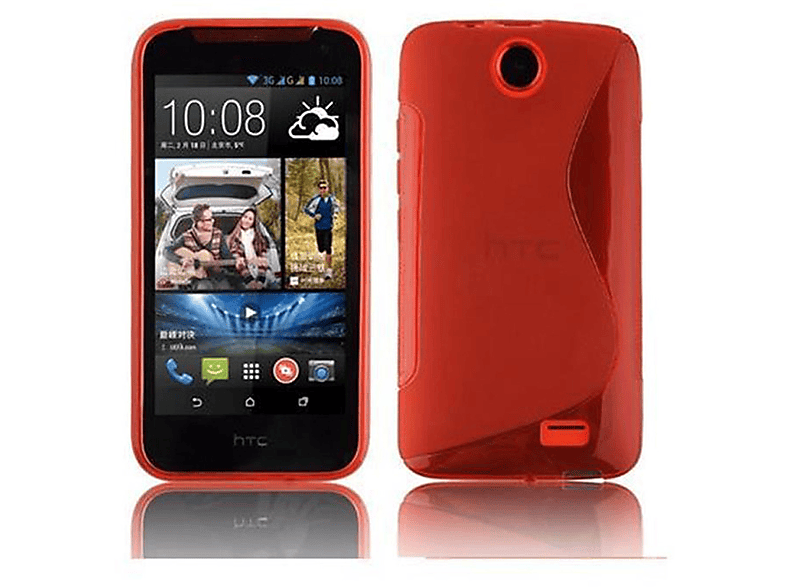 CADORABO TPU S-Line Handyhülle, Backcover, HTC, Desire 310, INFERNO ROT