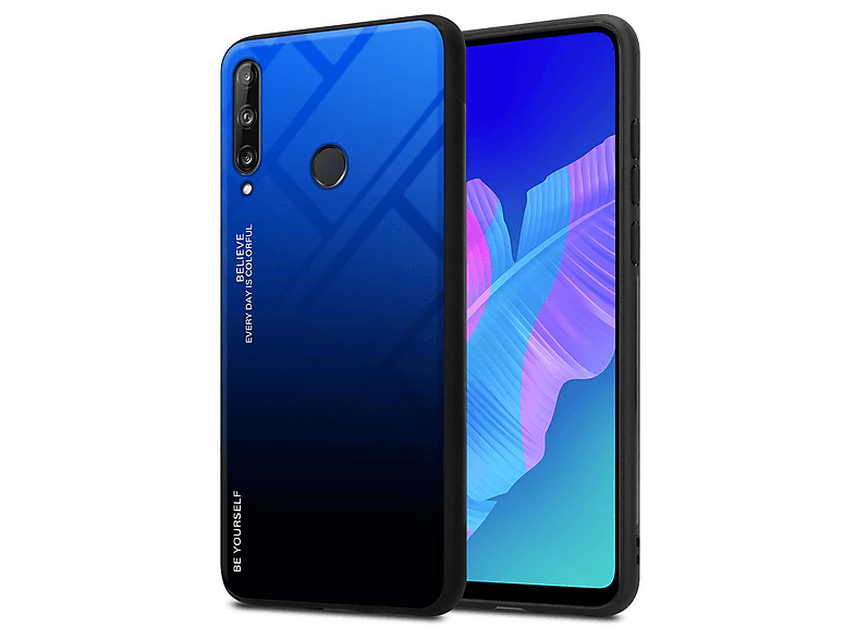 Cadorabo Cover for Huawei P40 LITE E Case in RED - BLACK Tempered Glass