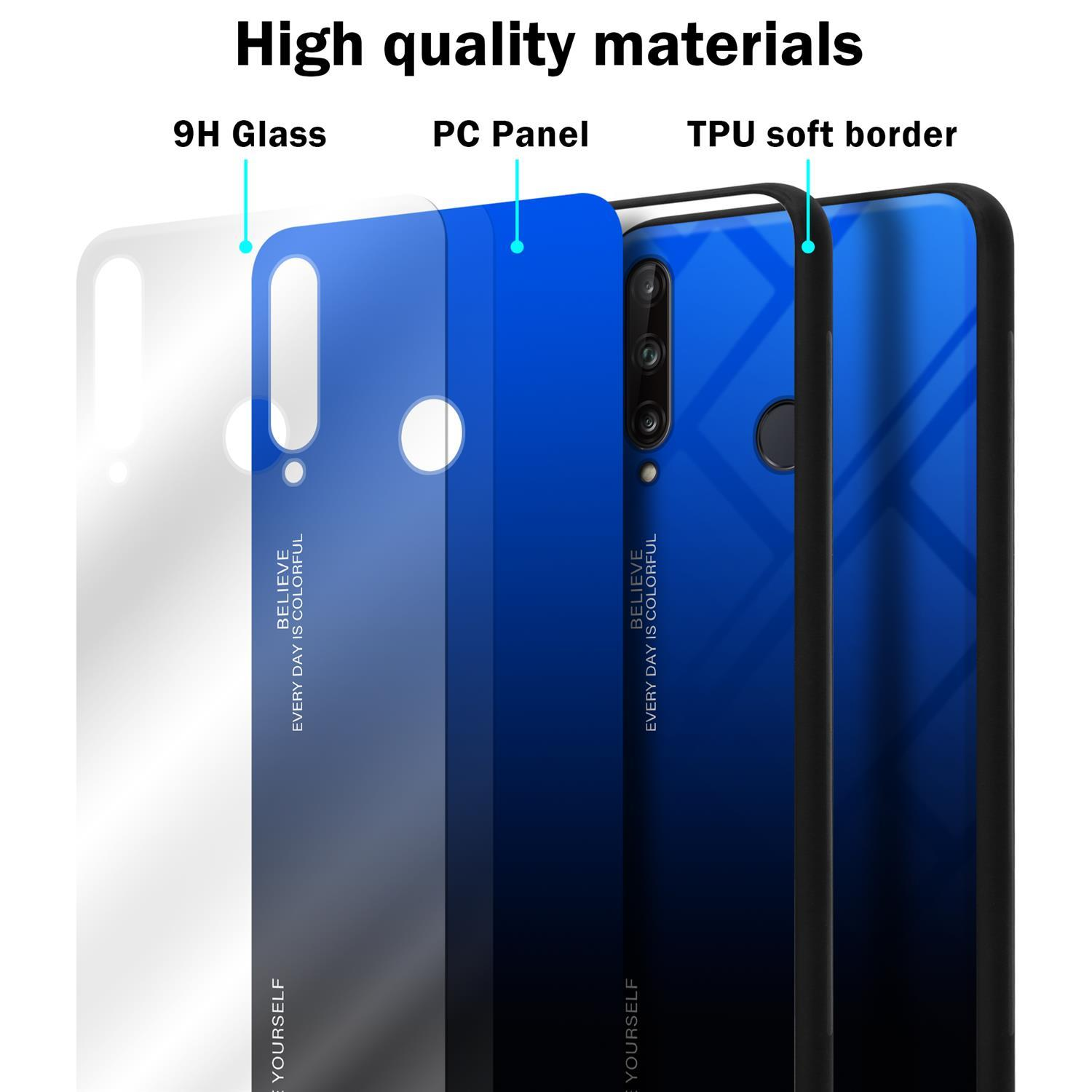 Huawei, P40 Silikon BLAU Farben E, Hülle - CADORABO TPU SCHWARZ aus 2 Glas, Backcover, LITE