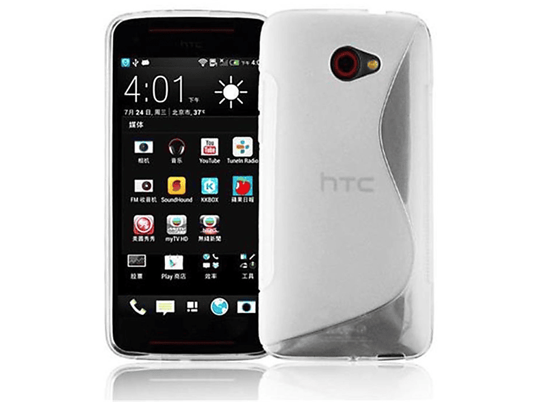CADORABO TPU S-Line Handyhülle, Backcover, HTC, BUTTERFLY S, HALB TRANSPARENT