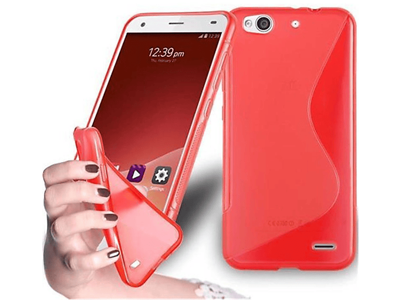 CADORABO TPU S-Line Handyhülle, Backcover, ZTE, Blade S6 LUX, INFERNO ROT