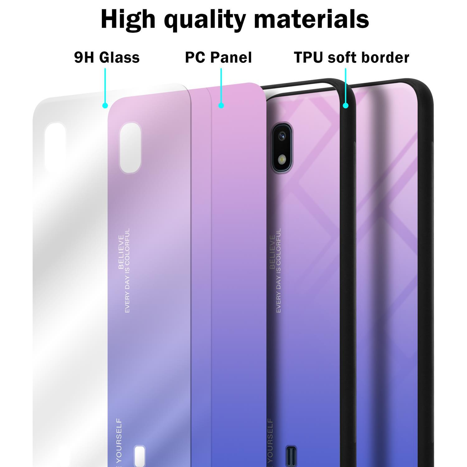 CADORABO Hülle Farben Backcover, 2 PINK A10 Glas, aus TPU Samsung, M10, Silikon BLAU - Galaxy 