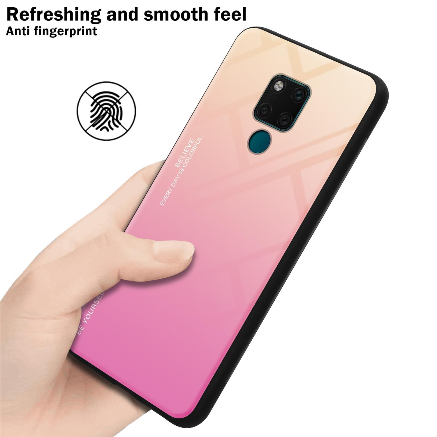 20, - Silikon aus Hülle Farben Glas, Huawei, Backcover, MATE 2 ROSA TPU GELB CADORABO