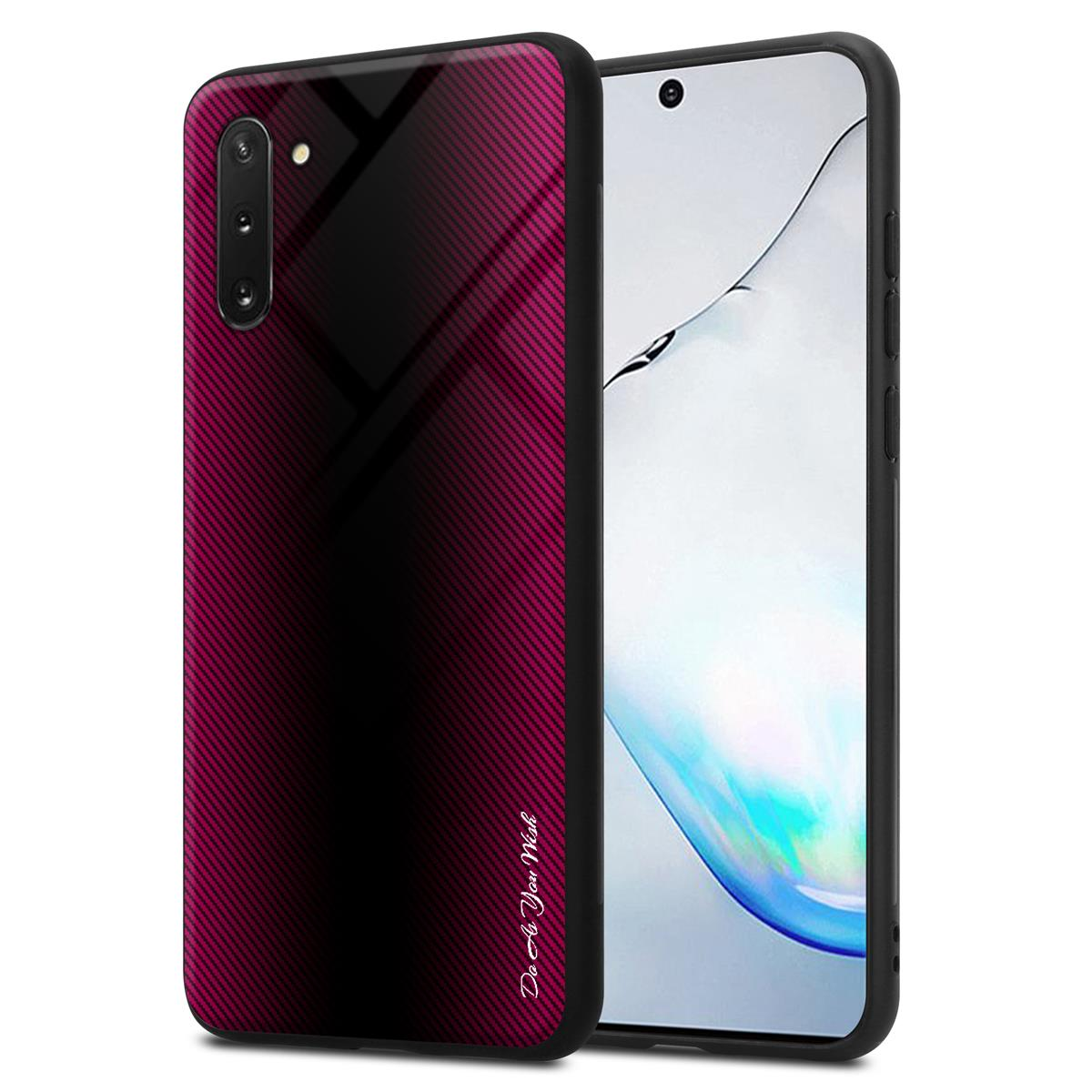 Gestreiftes CADORABO Glas Samsung, TPU Backcover, PINK Hülle, 10, Galaxy PURPUR NOTE