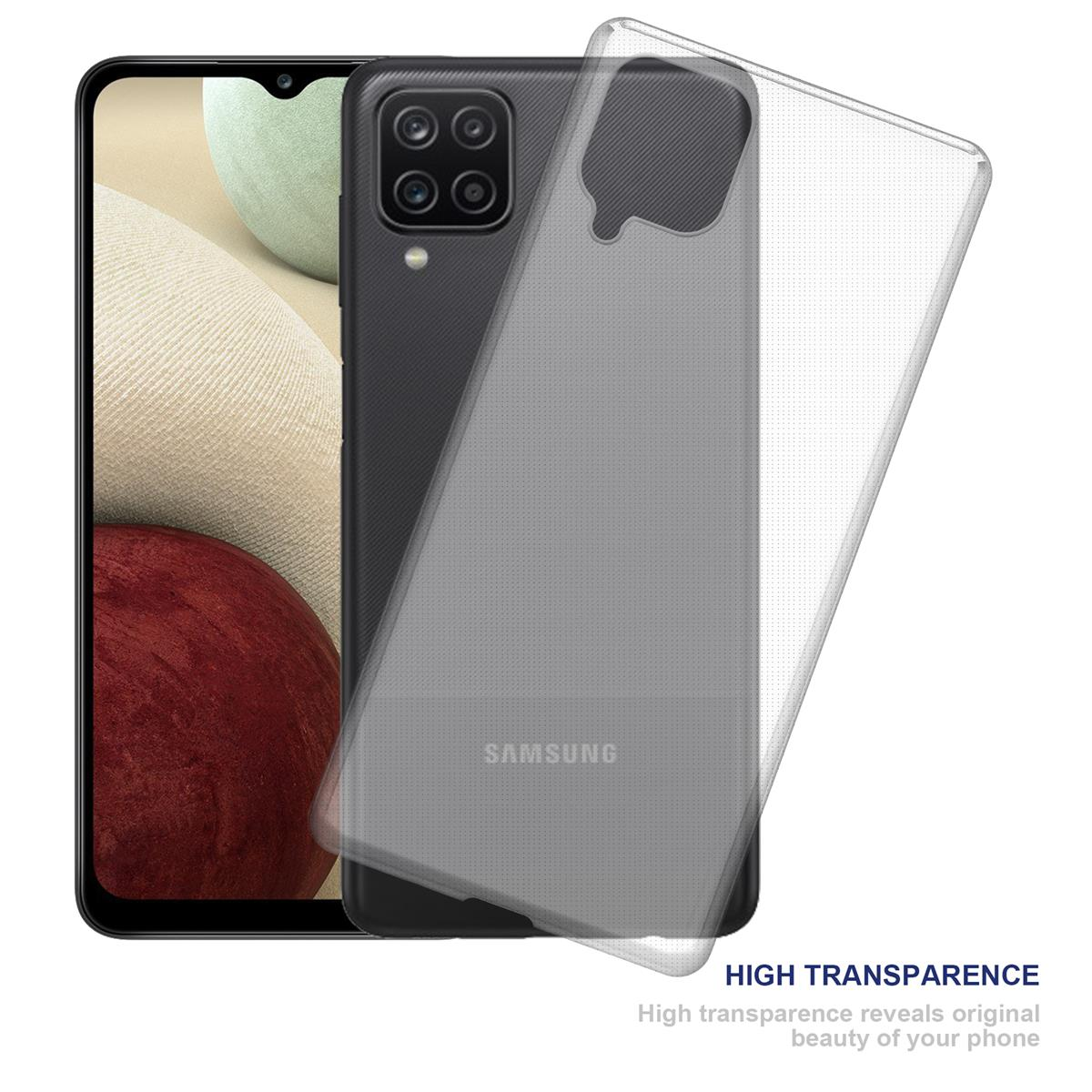 Schwarzes Telefon mit durchsichtiger Hülle, zeigt die Rückseite und Seiten des Telefons.