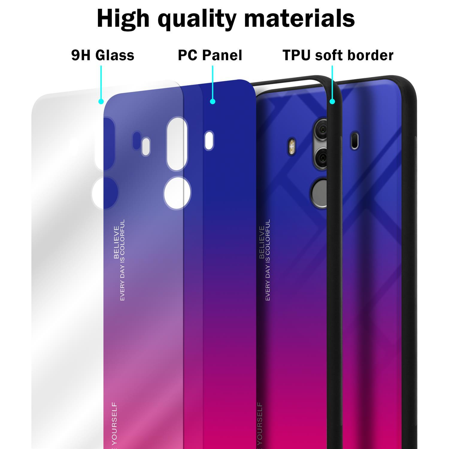 CADORABO Hülle aus 10 - Glas, Farben Backcover, 2 Silikon Huawei, LILA MATE TPU ROT PRO