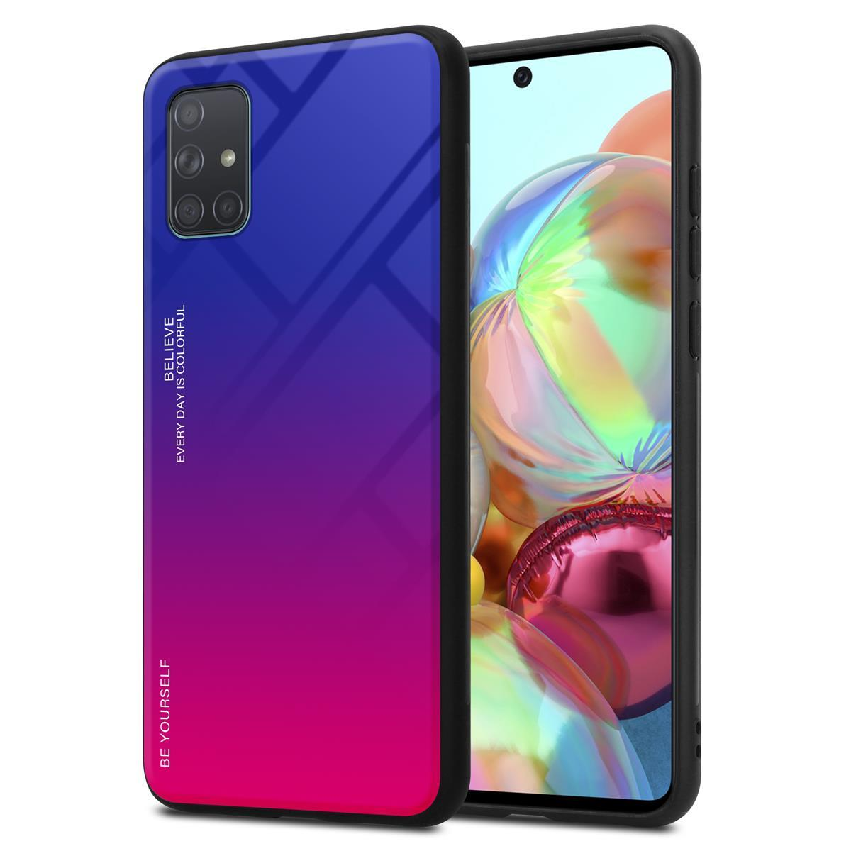 CADORABO Hülle aus Galaxy TPU 4G, Glas, Backcover, Silikon Farben LILA - 2 ROT A71 Samsung