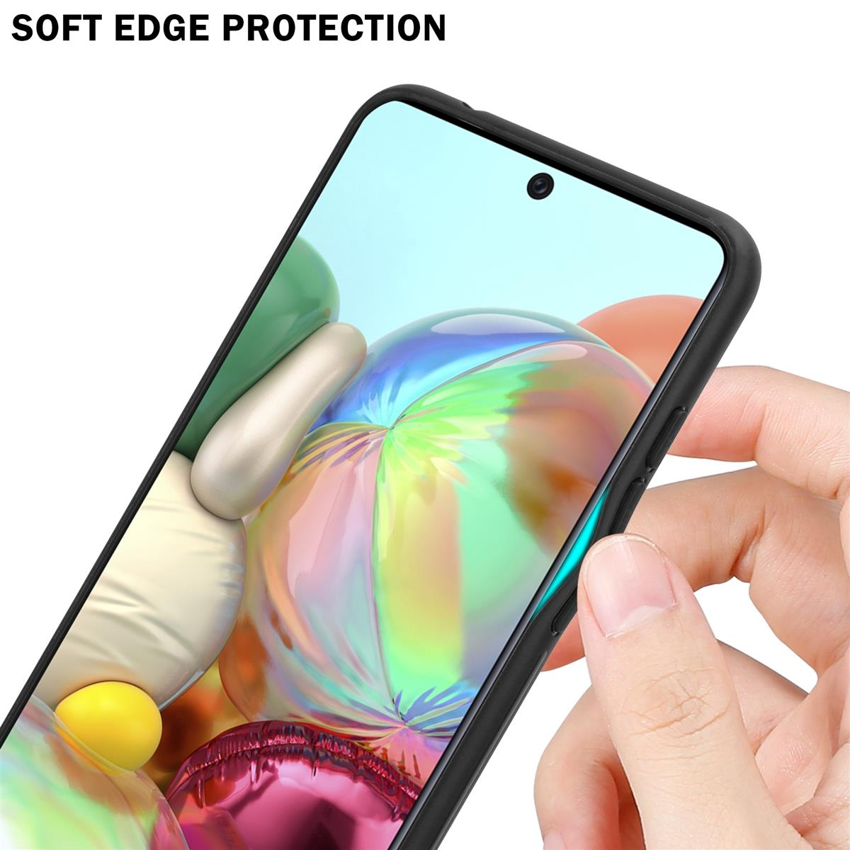 Silikon Samsung, Farben 4G, 2 Backcover, A71 Glas, CADORABO - aus ROT TPU Galaxy Hülle SCHWARZ