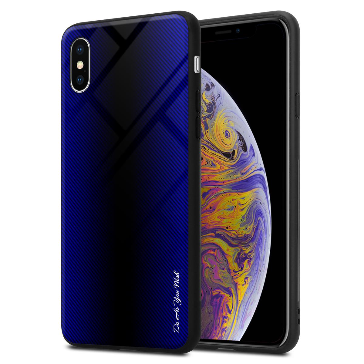 CADORABO TPU Gestreiftes Glas Hülle, iPhone COBALT Apple, Backcover, XS MAX, LILA