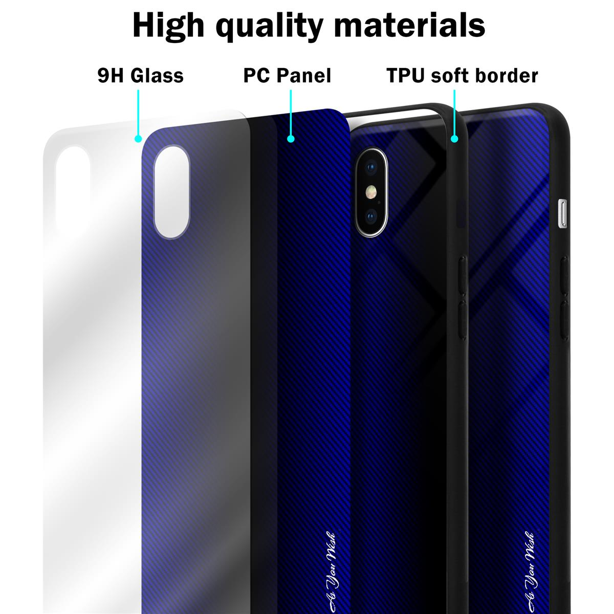 Gestreiftes COBALT LILA Backcover, Apple, Hülle, XS iPhone MAX, TPU Glas CADORABO