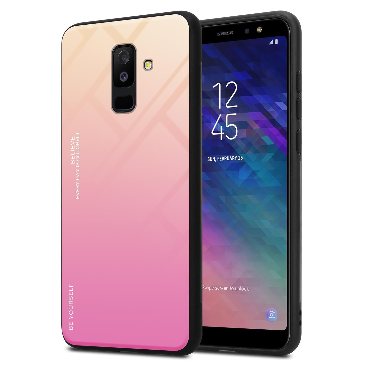 Glas, Samsung, 2018, Hülle Galaxy aus TPU Farben ROSA Backcover, A6 2 CADORABO PLUS - Silikon GELB