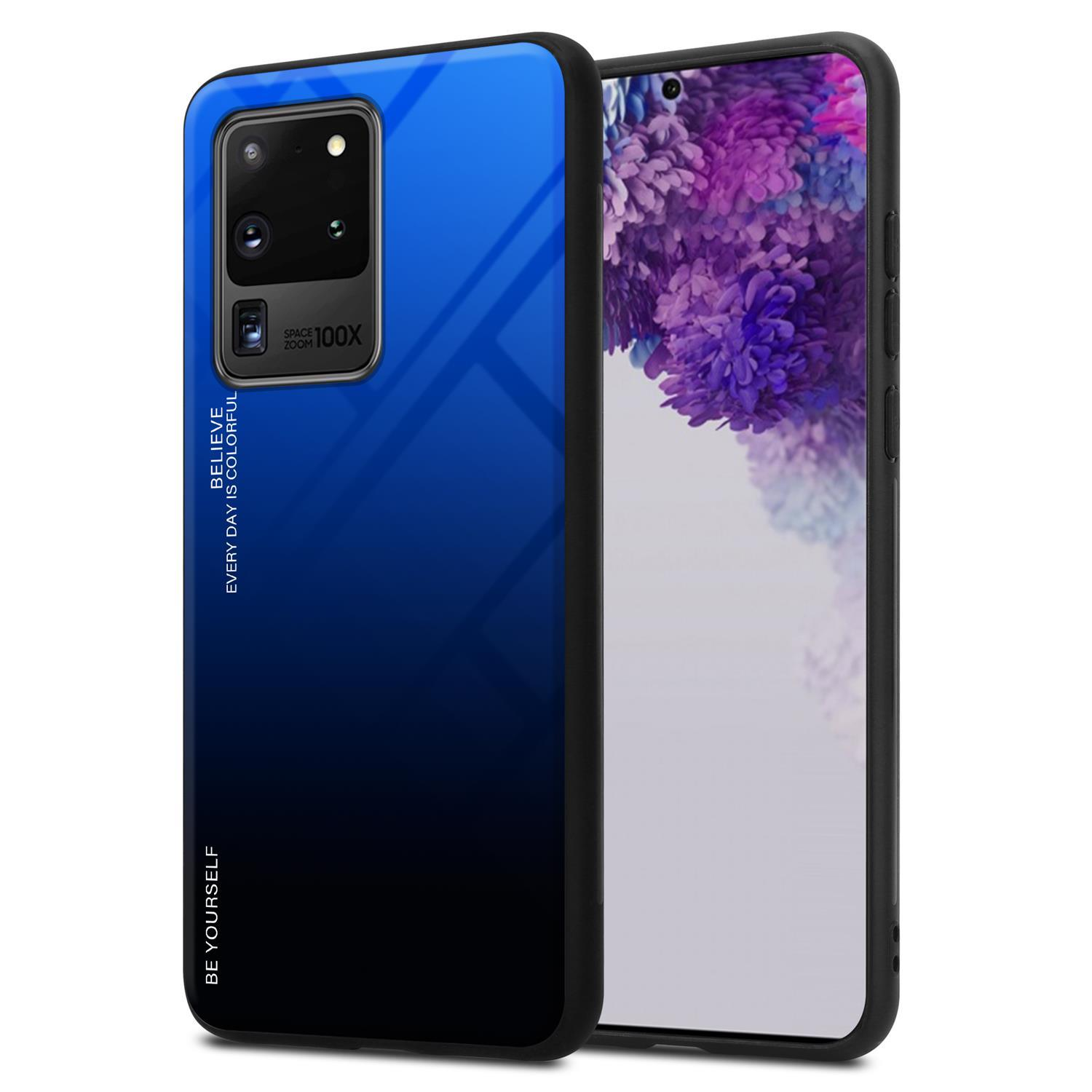 Galaxy aus BLAU TPU Backcover, Farben Glas, Silikon CADORABO Hülle SCHWARZ - S20 2 Samsung, ULTRA,