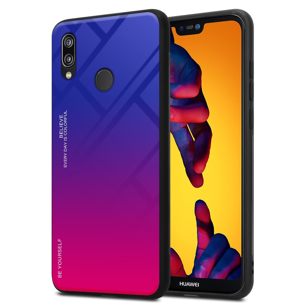 CADORABO Hülle aus Farben TPU Huawei, LILA 2 / 3E, P20 LITE Silikon Backcover, NOVA - Glas, ROT 2018