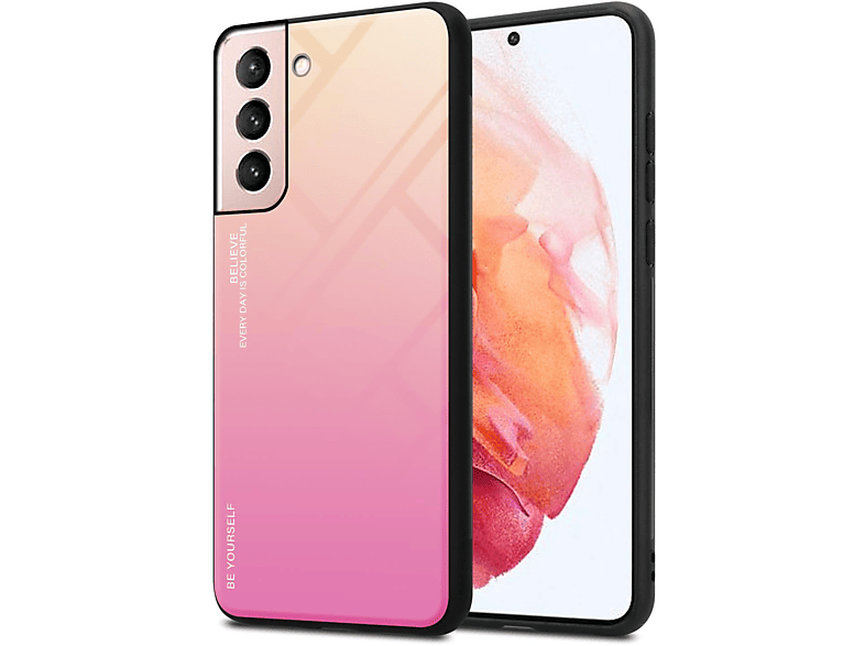 Cadorabo Cover Per Huawei P40: Custodia Bicolore Blu E Nero Con Retro In Vetro Temperato E Silicone TPU