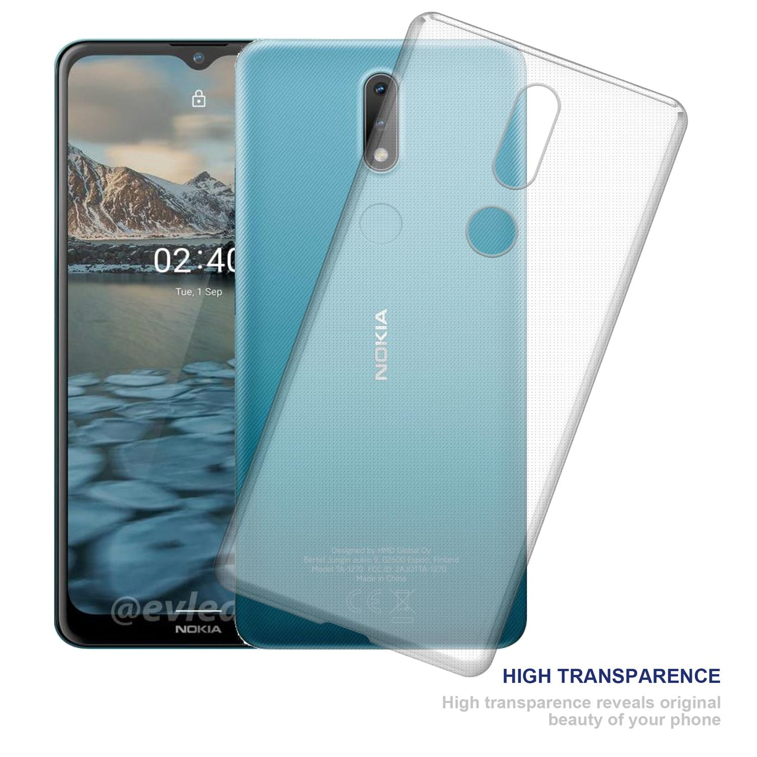 Telefon mit Schutzhülle, zeigt Bildschirm und Rückseite mit Nokia-Logo.