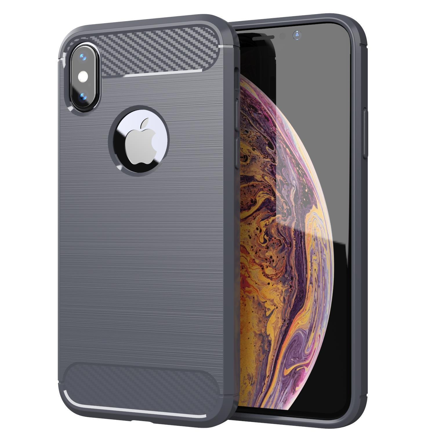 CADORABO TPU Ultra Slim Carbon / X Hülle, XS, Backcover, GRAU iPhone BRUSHED Apple