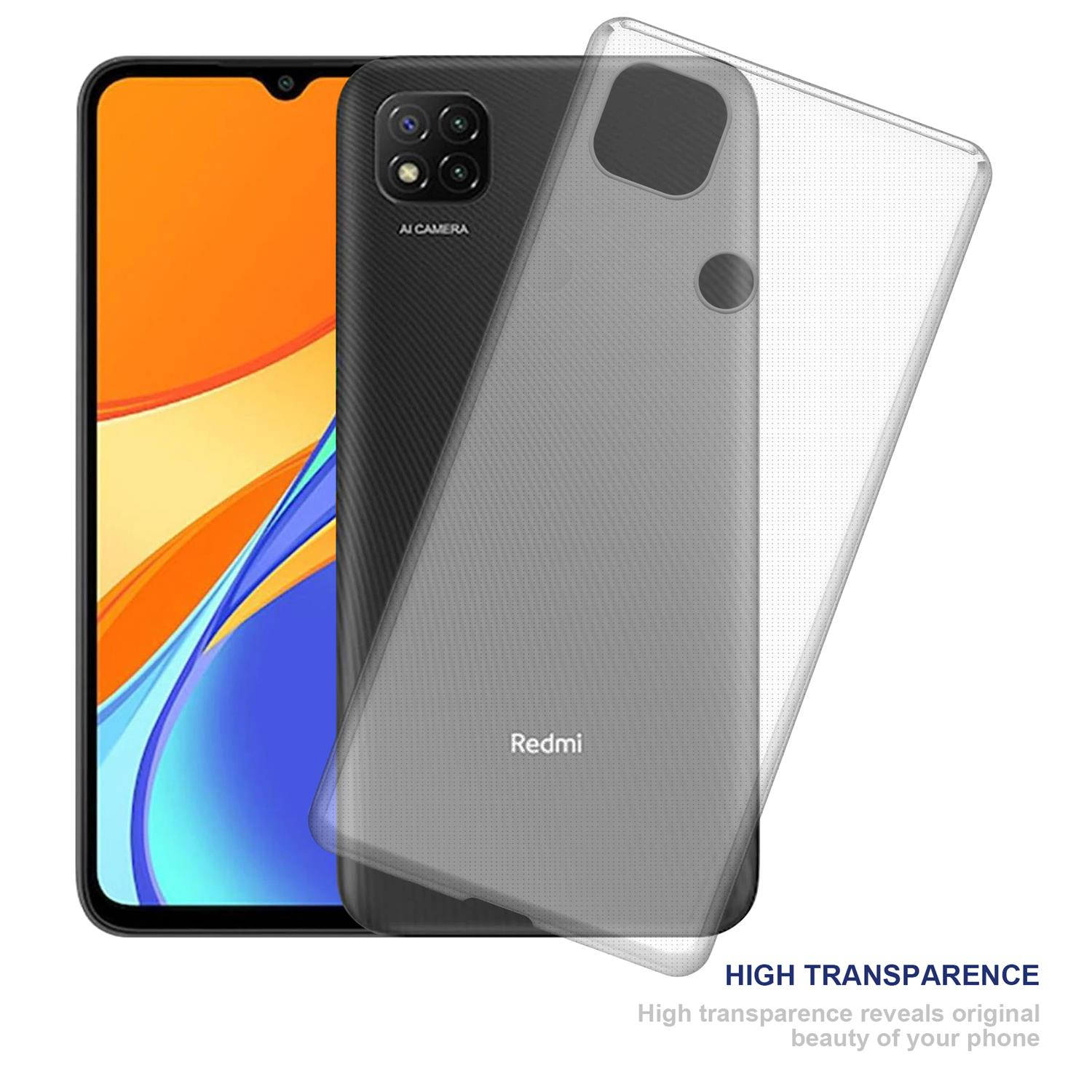 Ein Telefon in einer durchsichtigen Hülle, das die Rückseite des Telefons und das Telefon zeigt. Der Hintergrund ist weiß.