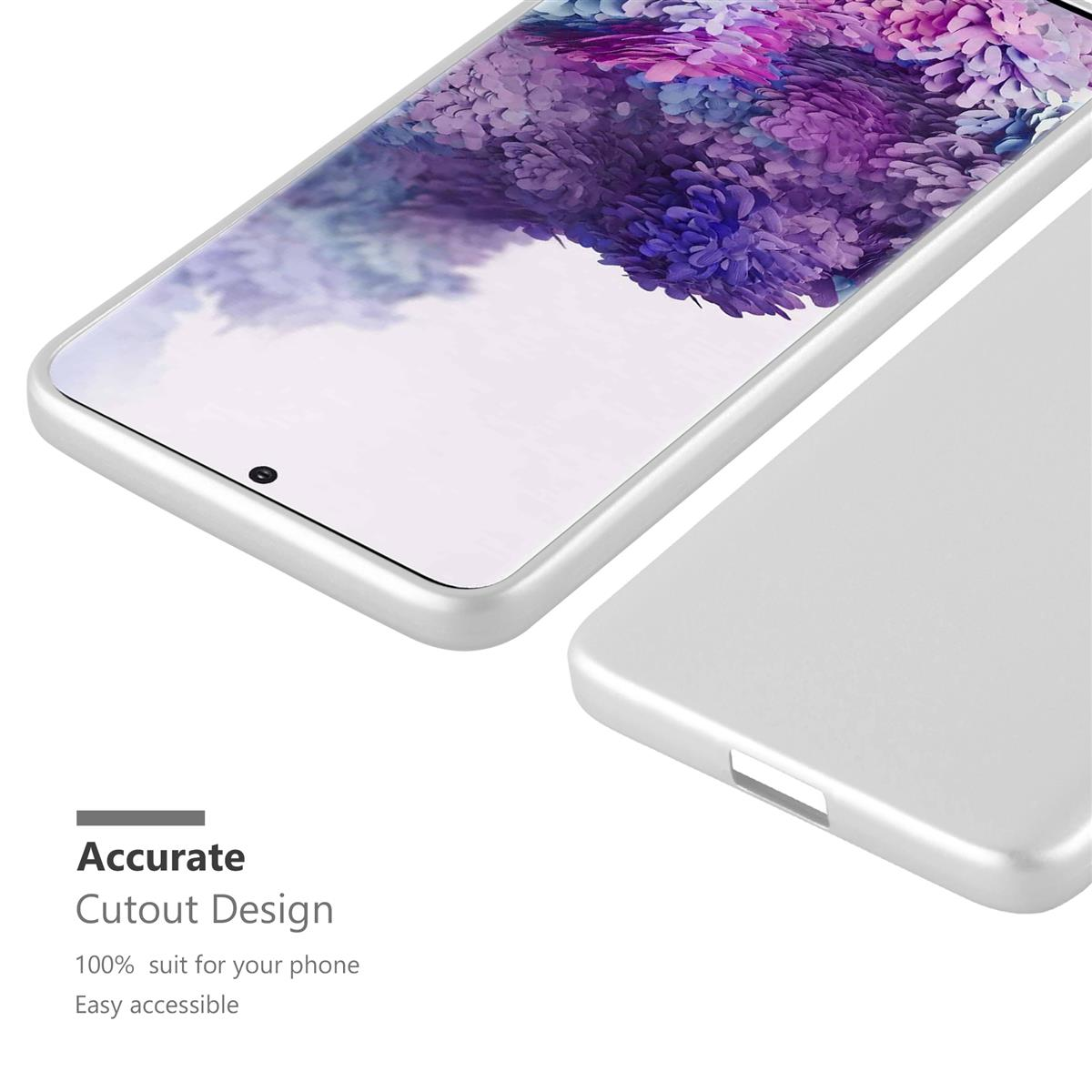 Una custodia per telefono con un telefono all'interno. Lo schermo del telefono mostra arte astratta colorata.