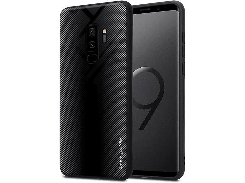 CADORABO TPU Gestreiftes Glas Hülle, Backcover, Samsung, Galaxy S9 PLUS, OPAL SCHWARZ