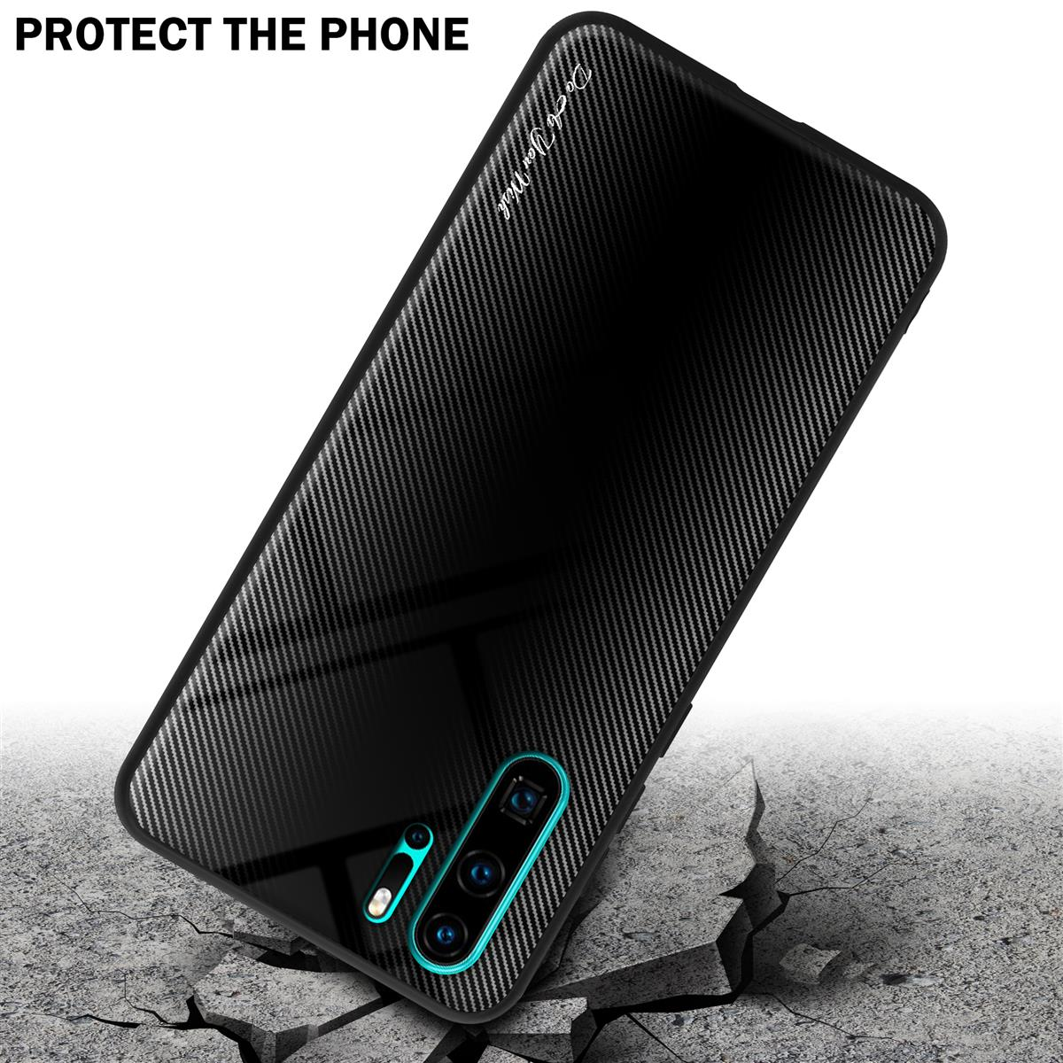 CADORABO TPU Hülle, SCHWARZ Backcover, Gestreiftes Huawei, OPAL Glas P30 PRO