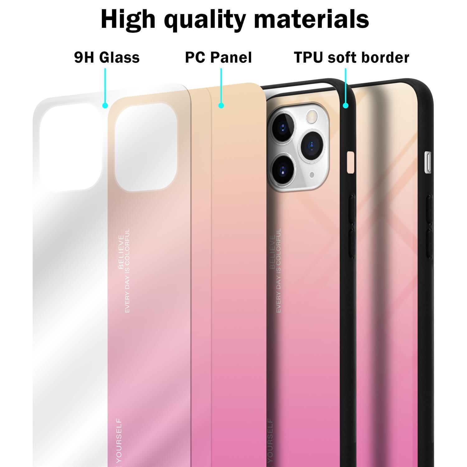 CADORABO Hülle aus TPU Silikon Apple, 2 GELB iPhone Backcover, Farben PRO, 11 Glas, ROSA 