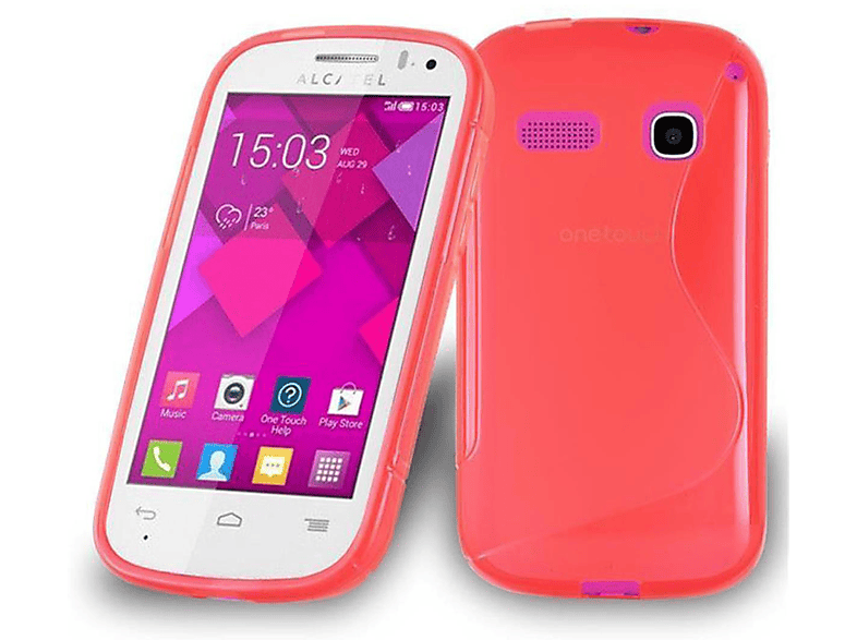 CADORABO TPU S-Line Handyhülle, Backcover, Alcatel, OneTouch POP 3, INFERNO ROT | Backcover