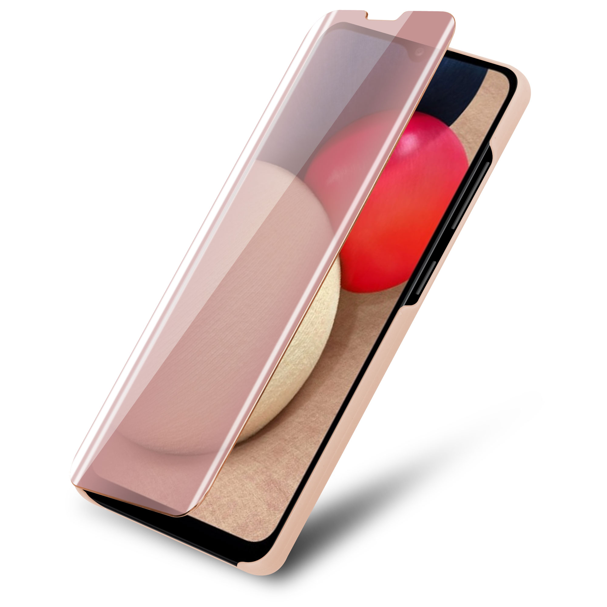 Ein Telefon mit geöffneter Klapphülle. Der Telefonbildschirm ist sichtbar.