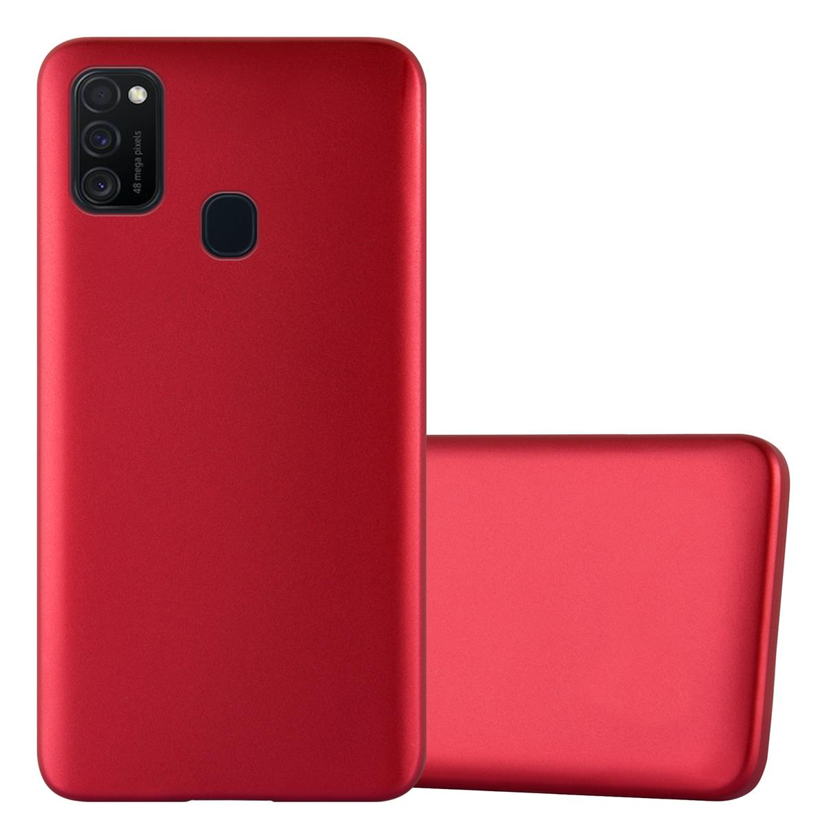 Funda roja junto a otra. Funda roja sobre fondo blanco.