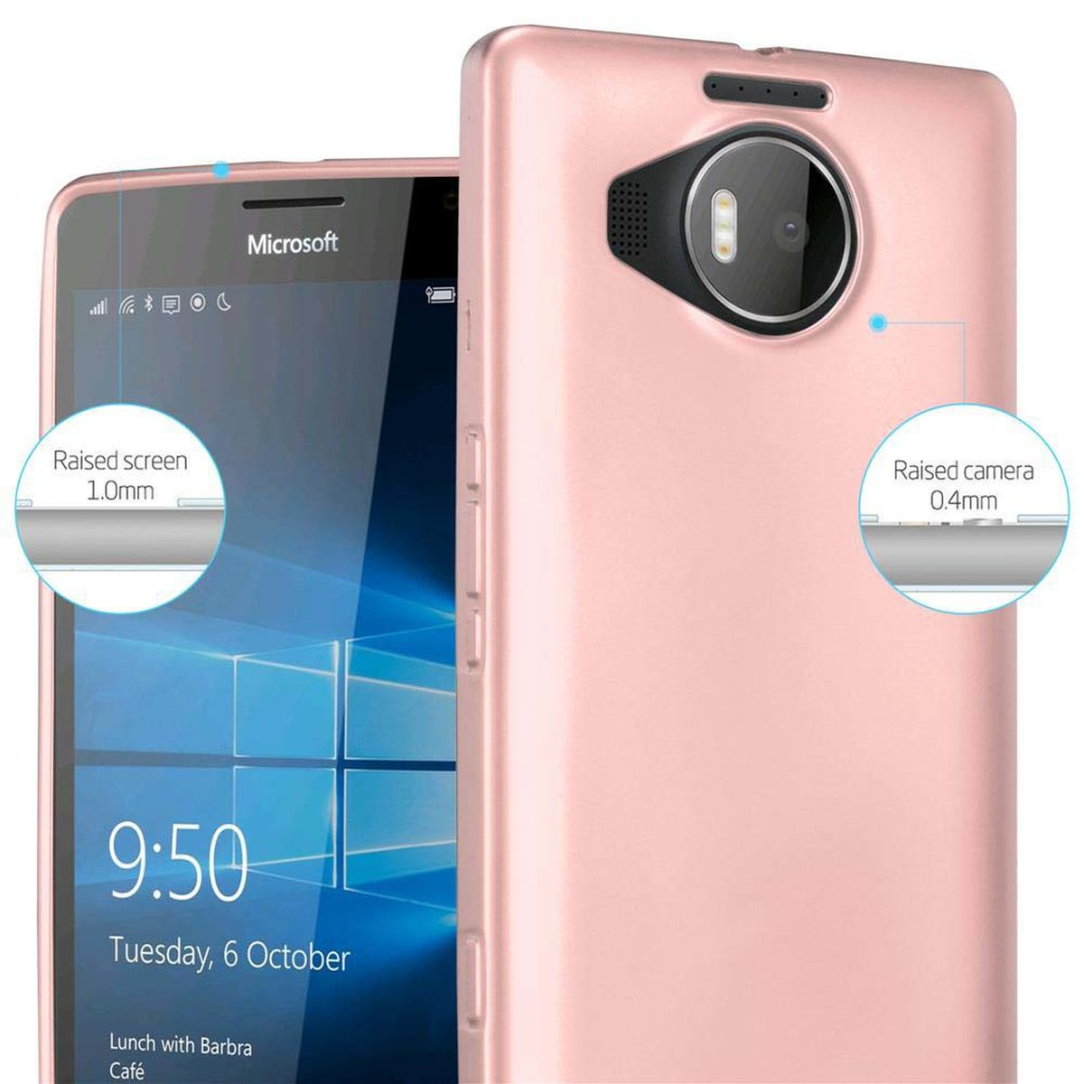 CADORABO TPU Matt Metallic Hülle, 950 XL, Backcover, Nokia, GOLD ROSÉ METALLIC Lumia
