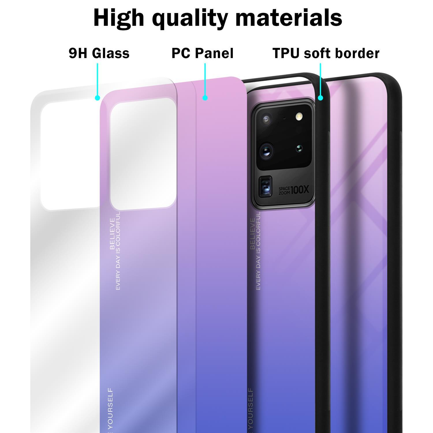 Hülle - Farben S20 CADORABO Silikon Galaxy BLAU Samsung, 2 TPU Glas, ULTRA, aus Backcover, PINK