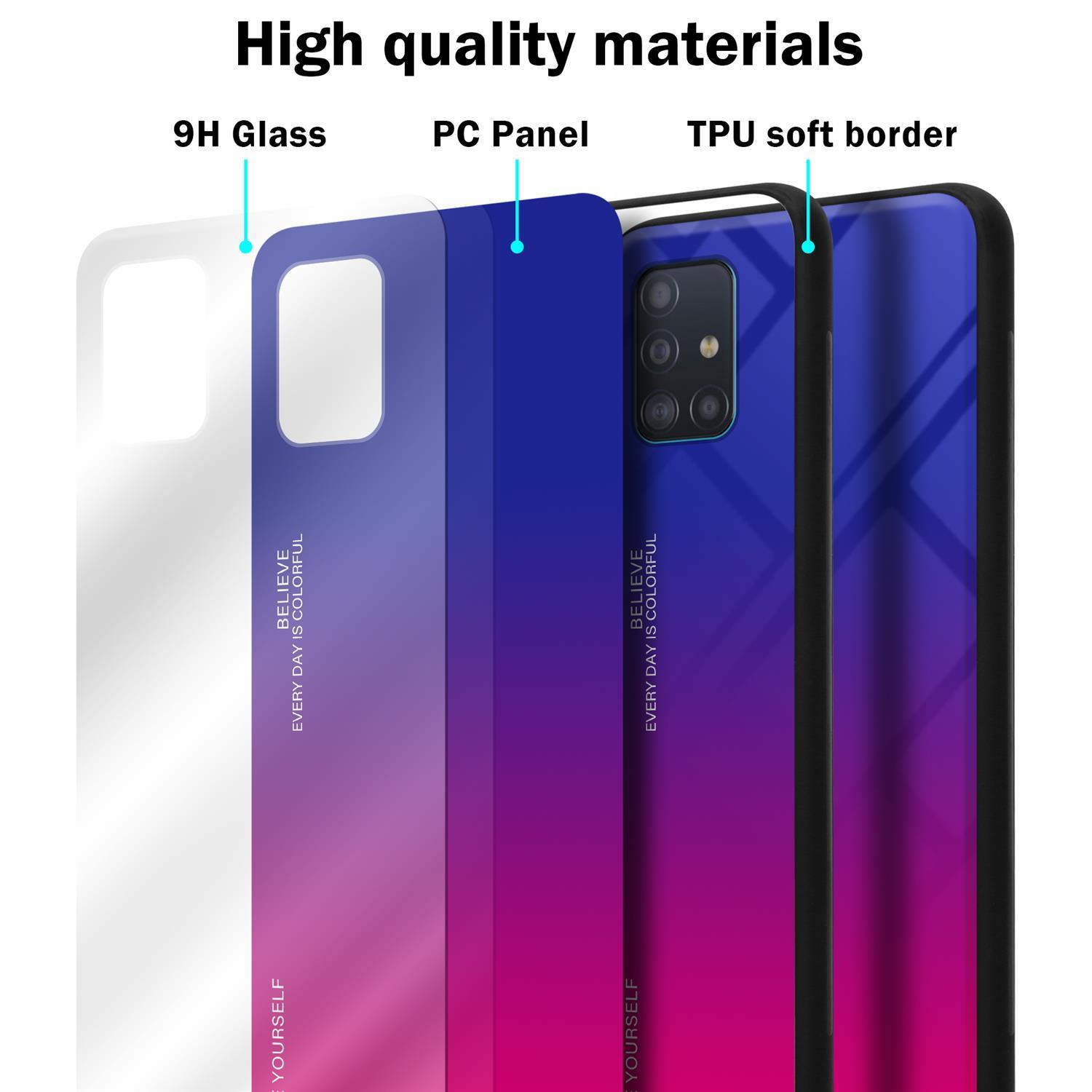Custodia per telefono con un design sfumato. La custodia è realizzata in vetro 9H, pannello PC e bordo in TPU.