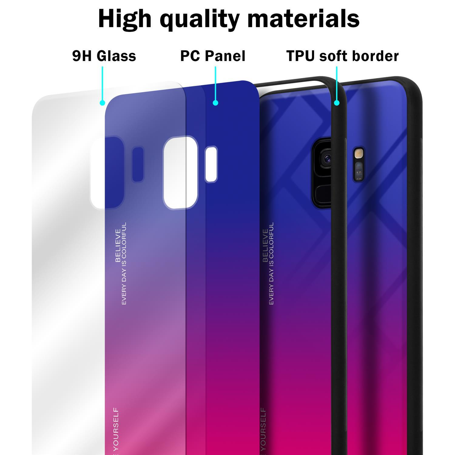Farben TPU S9, 2 Galaxy Samsung, CADORABO Hülle Silikon aus Backcover, - Glas, ROT LILA
