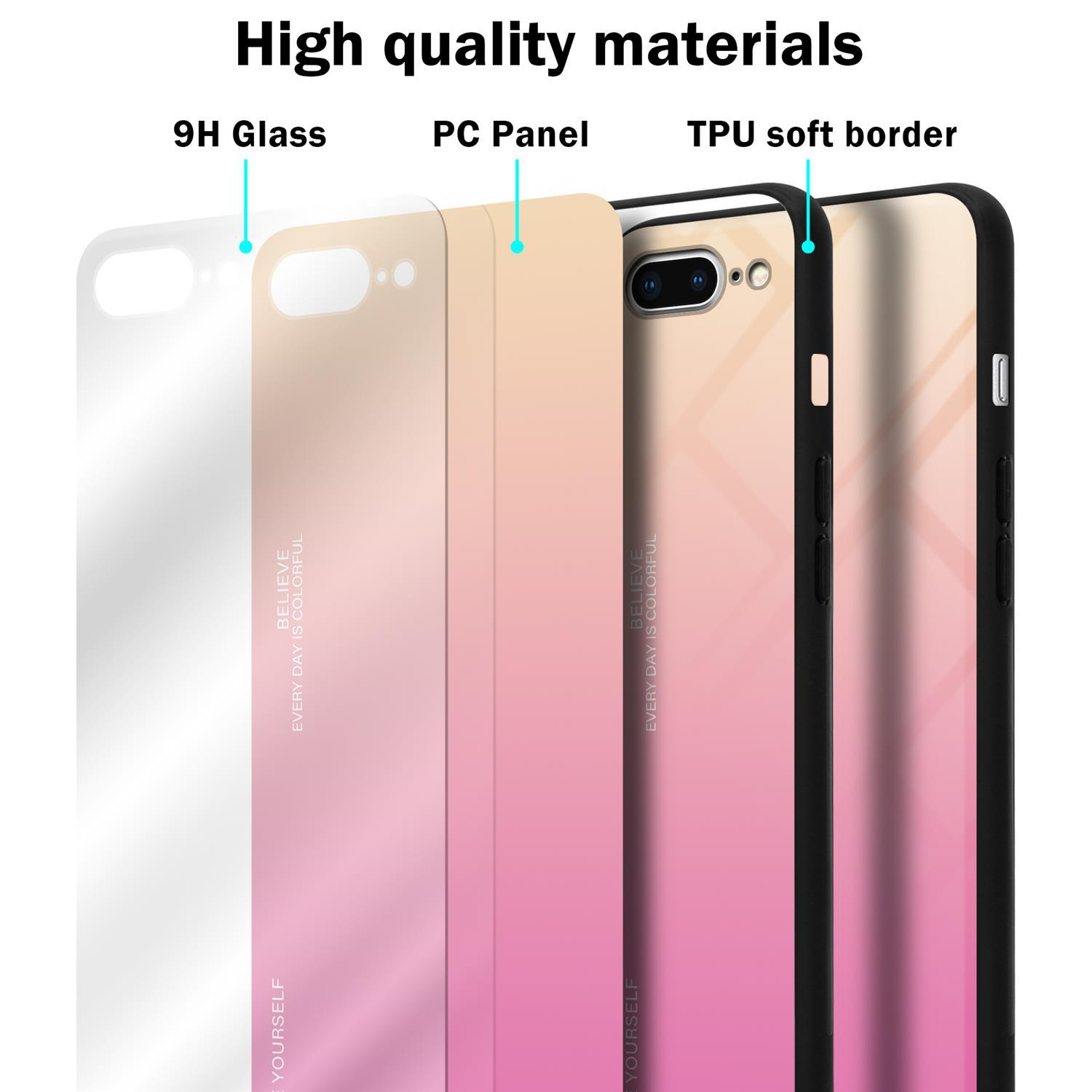 Strati di materiali della custodia del telefono. Testo: Vetro 9H, pannello PC, bordo morbido in TPU, Credi che ogni giorno sia colorato.