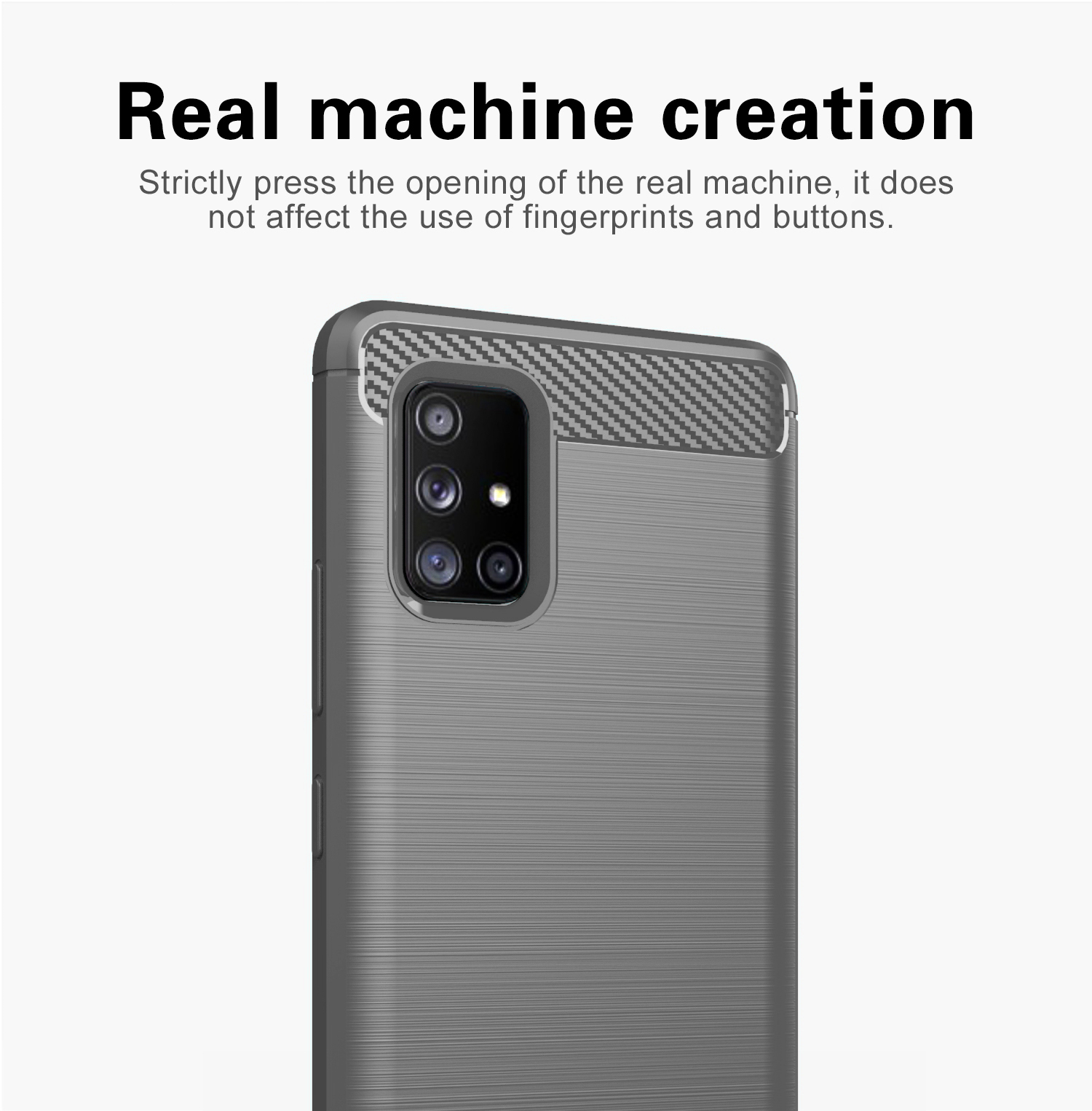 Custodia per telefono grigia con testo e telefono all'interno.