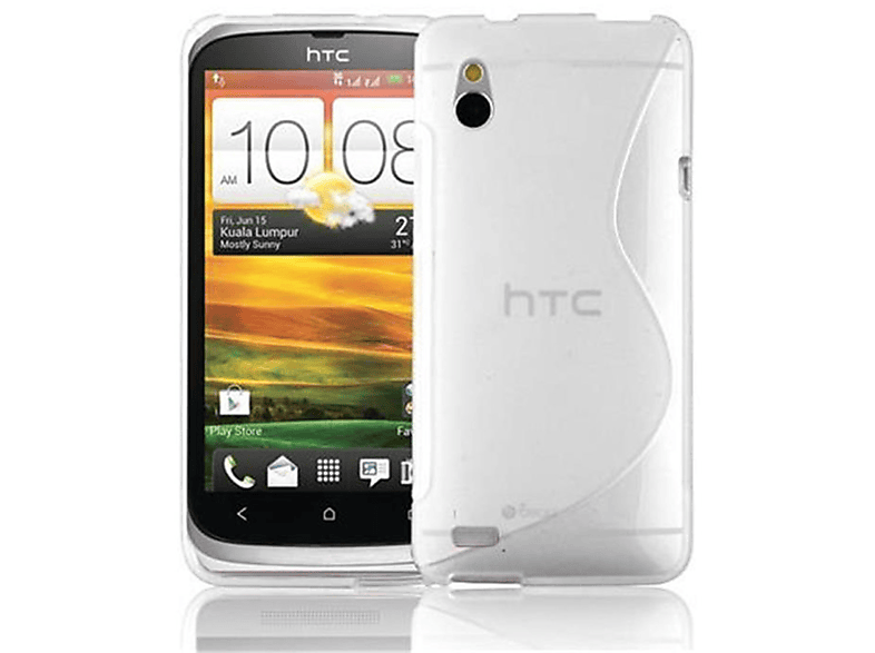 CADORABO TPU S-Line Handyhülle, Backcover, V, HALB Desire TRANSPARENT HTC