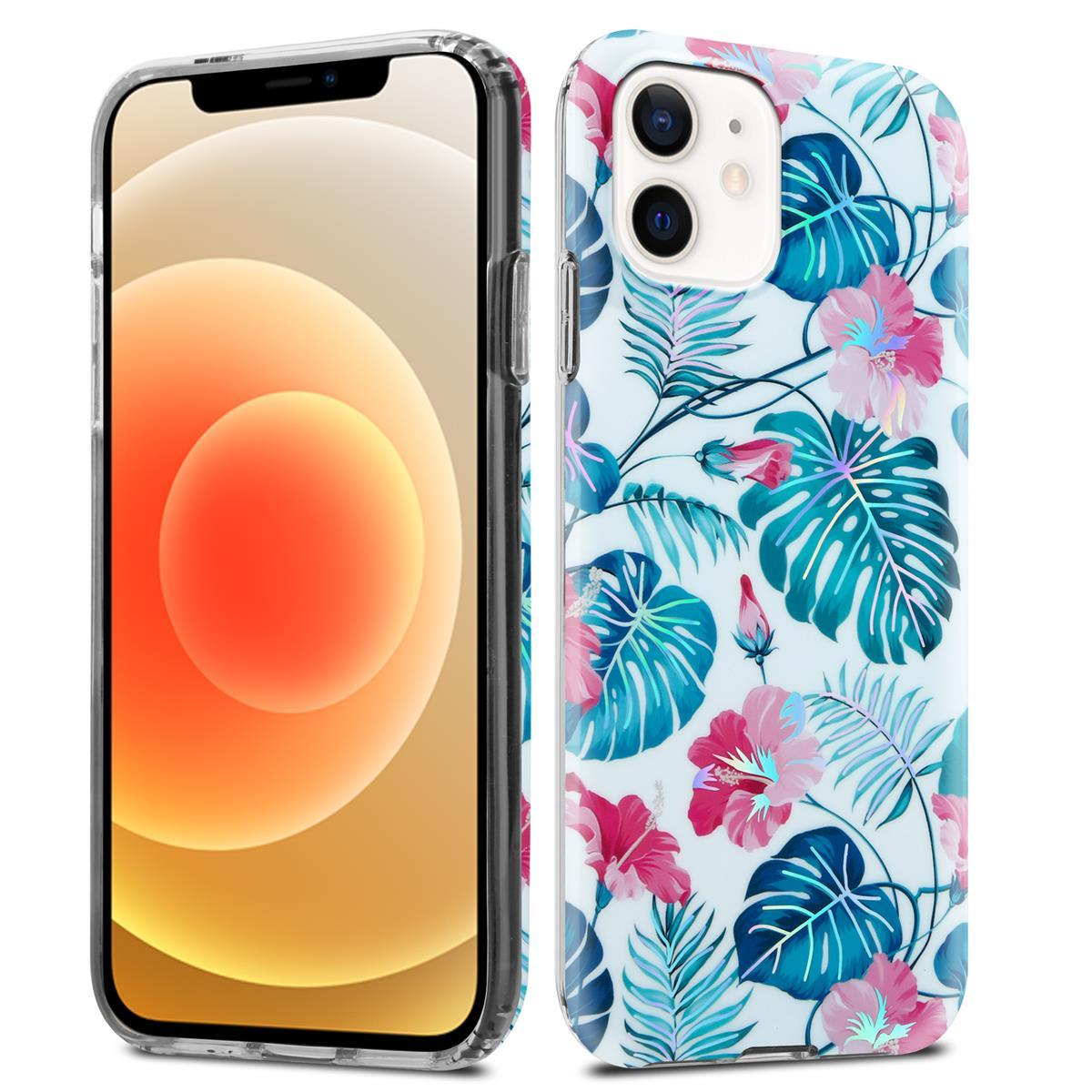 Due telefoni uno accanto all'altro. Uno è un telefono con una custodia trasparente, l'altro con una custodia con motivo floreale. Lo sfondo è bianco.