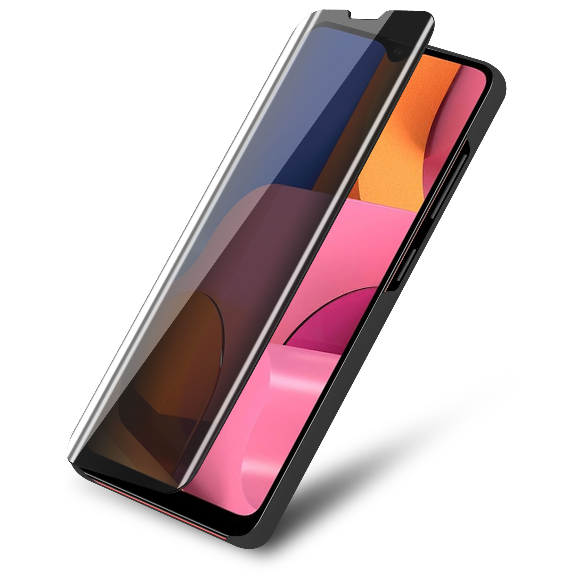 Ein Telefon mit angebrachter Displayschutzfolie.