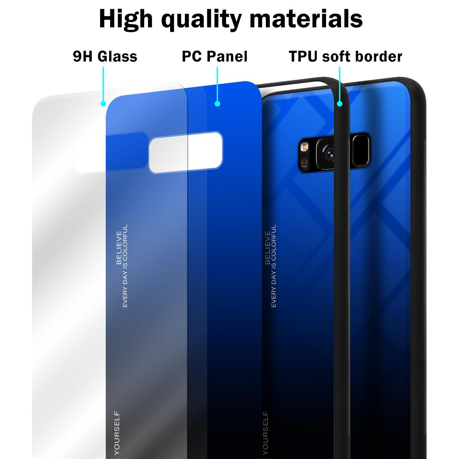 Hülle - BLAU Backcover, SCHWARZ CADORABO TPU Glas, aus S8, Galaxy Samsung, 2 Farben Silikon