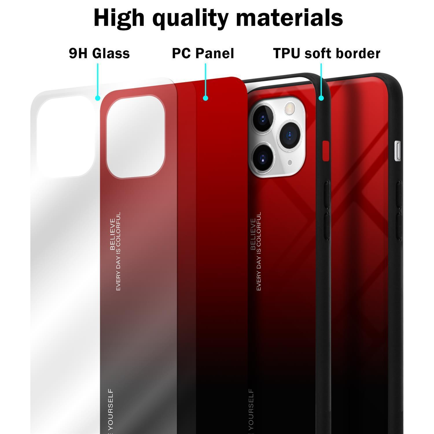Backcover, aus TPU Glas, SCHWARZ - 2 Apple, PRO CADORABO iPhone ROT Farben Hülle Silikon 11 MAX,