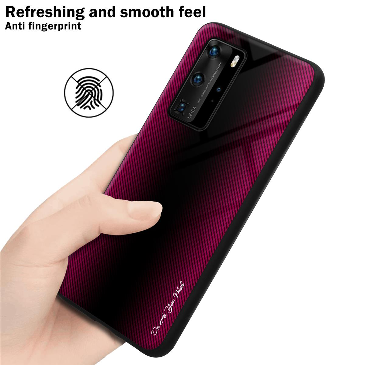 CADORABO TPU PRO PURPUR Huawei, / Backcover, Gestreiftes P40 PINK Hülle, Glas P40 PRO