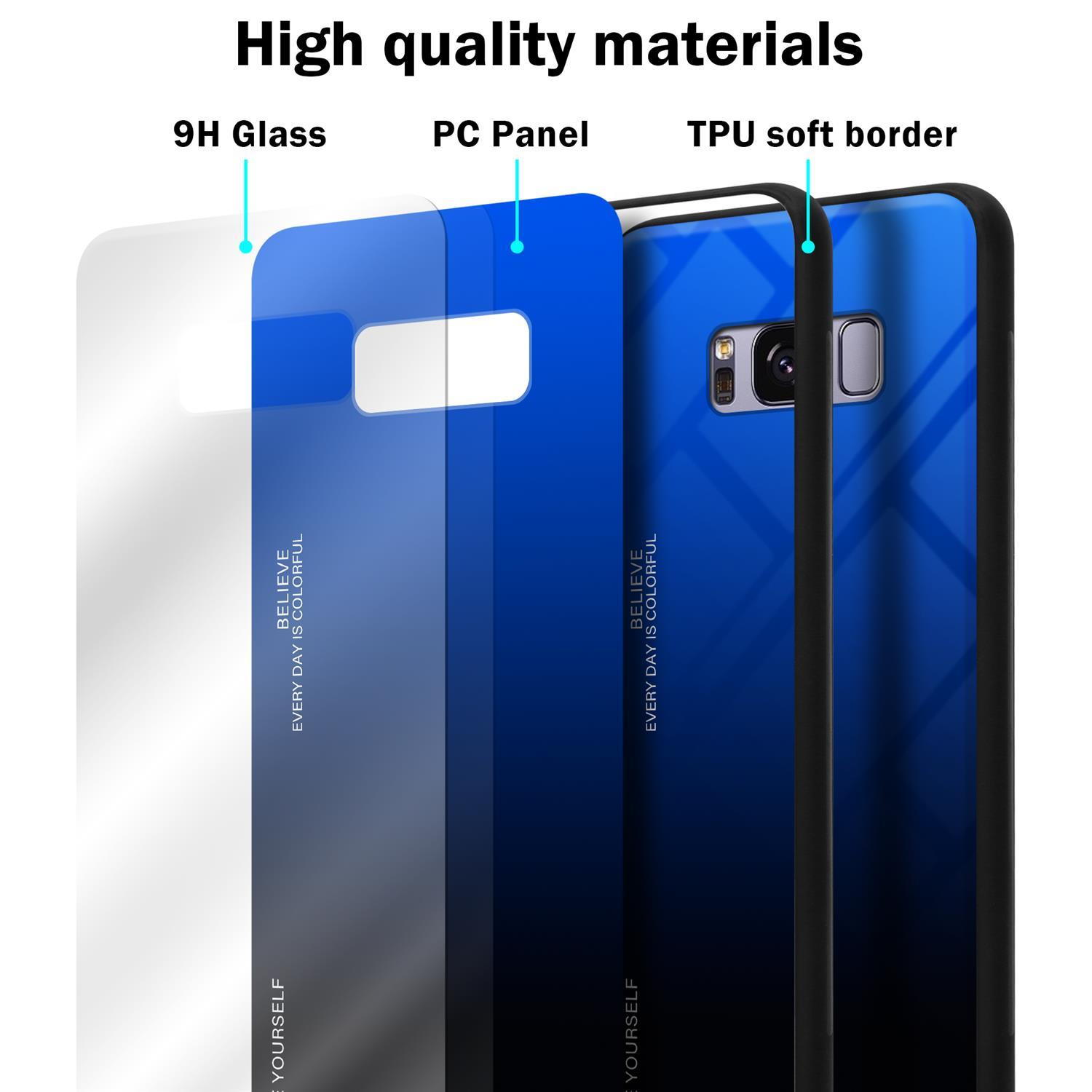 Diagramma che mostra gli strati di una custodia per telefono: vetro 9H, pannello PC e bordo morbido in TPU, materiali di alta qualità.