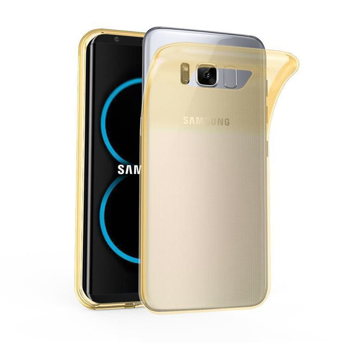 TRANSPARENT Slim GOLD Galaxy S8, AIR Samsung, CADORABO Backcover, TPU Ultra Schutzhülle,