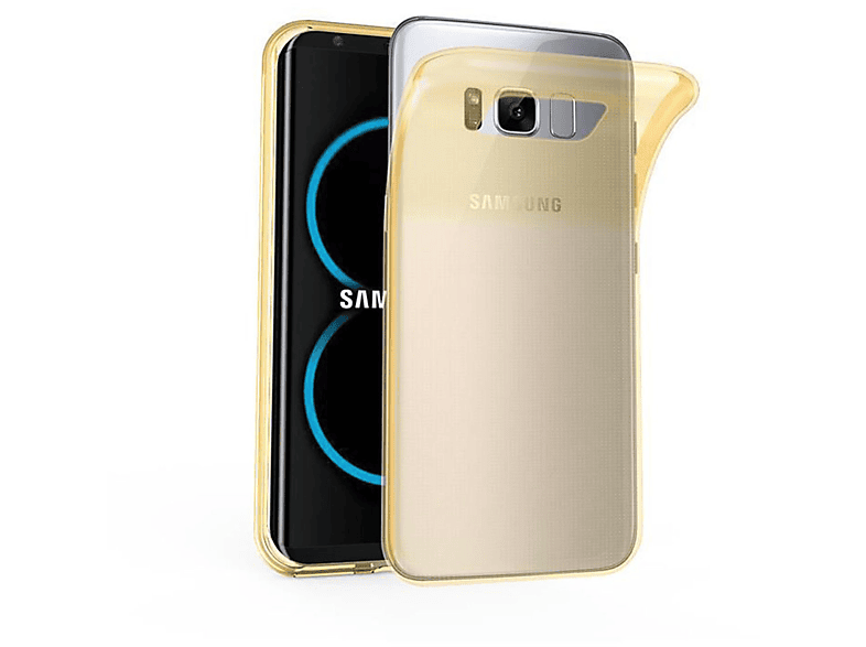 TRANSPARENT Slim GOLD Galaxy S8, AIR Samsung, CADORABO Backcover, TPU Ultra Schutzhülle,