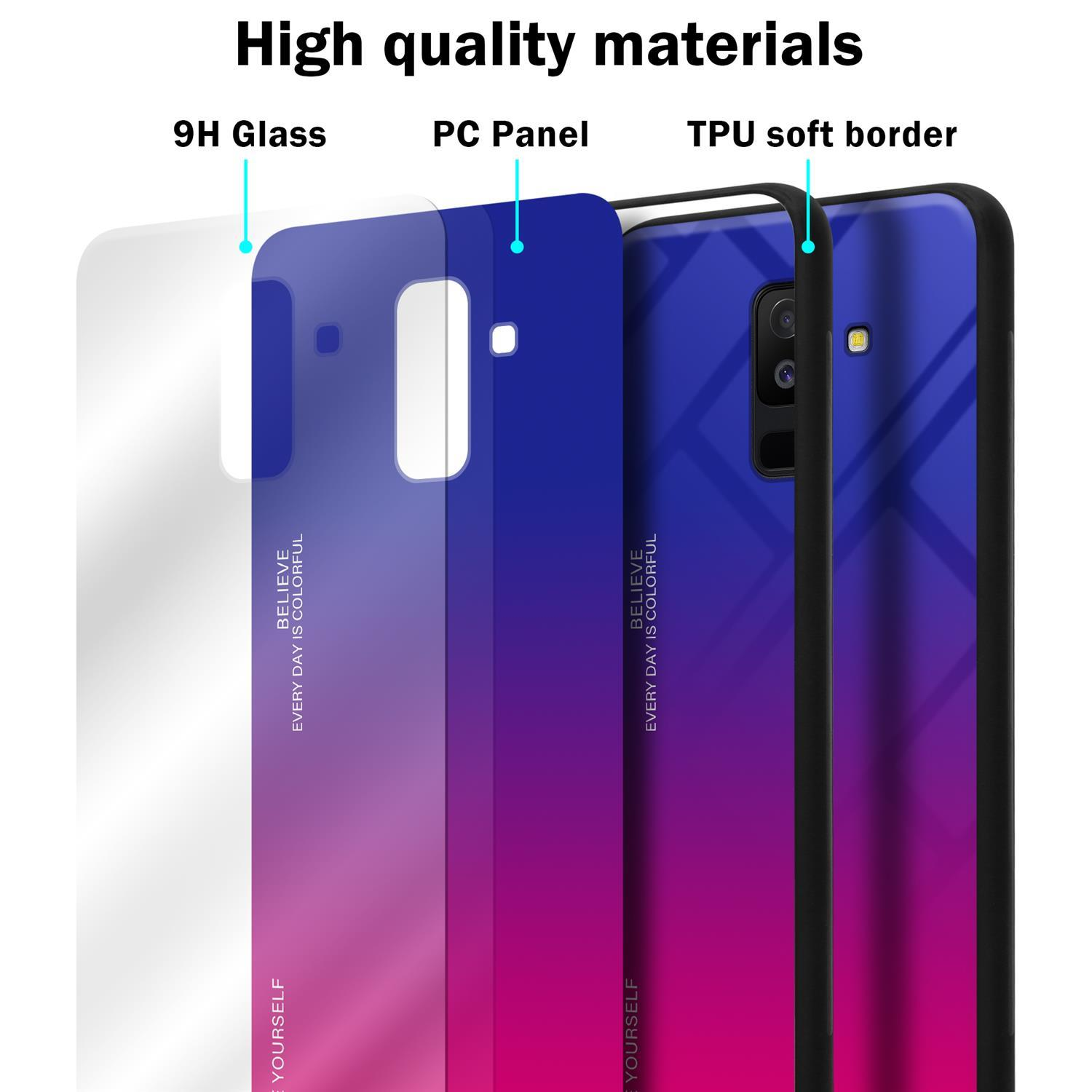 CADORABO Hülle aus TPU Silikon 2 Farben Samsung, Glas, A6 PLUS ROT Backcover, Galaxy 2018, LILA 