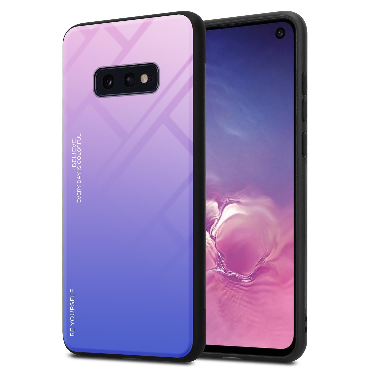 Custodia per telefono con sfumatura viola e blu. Cornice nera. Testo: Credi che ogni giorno sia colorato.