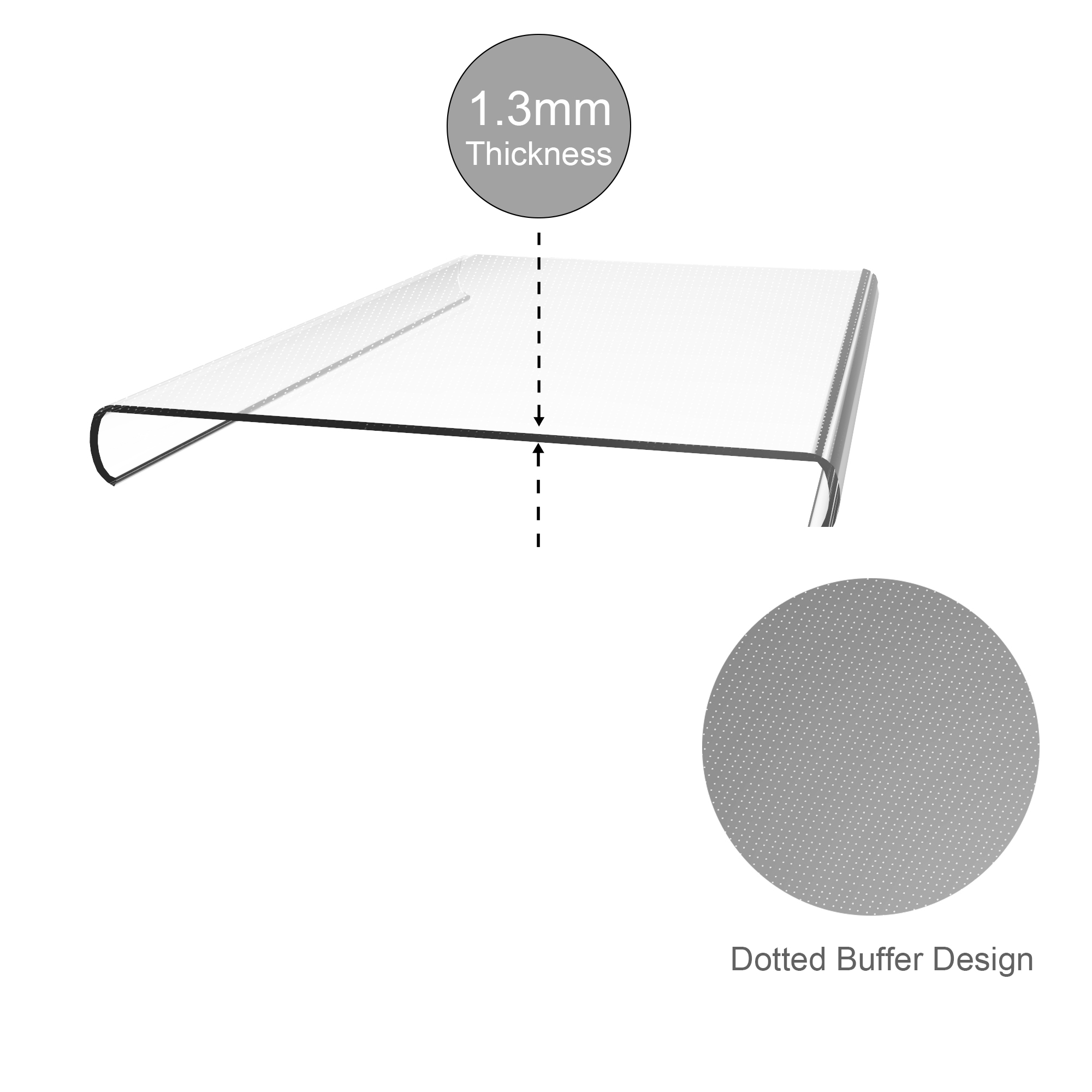 Transparente Handyhülle mit gepunktetem Design und 1,3 mm Dicke.