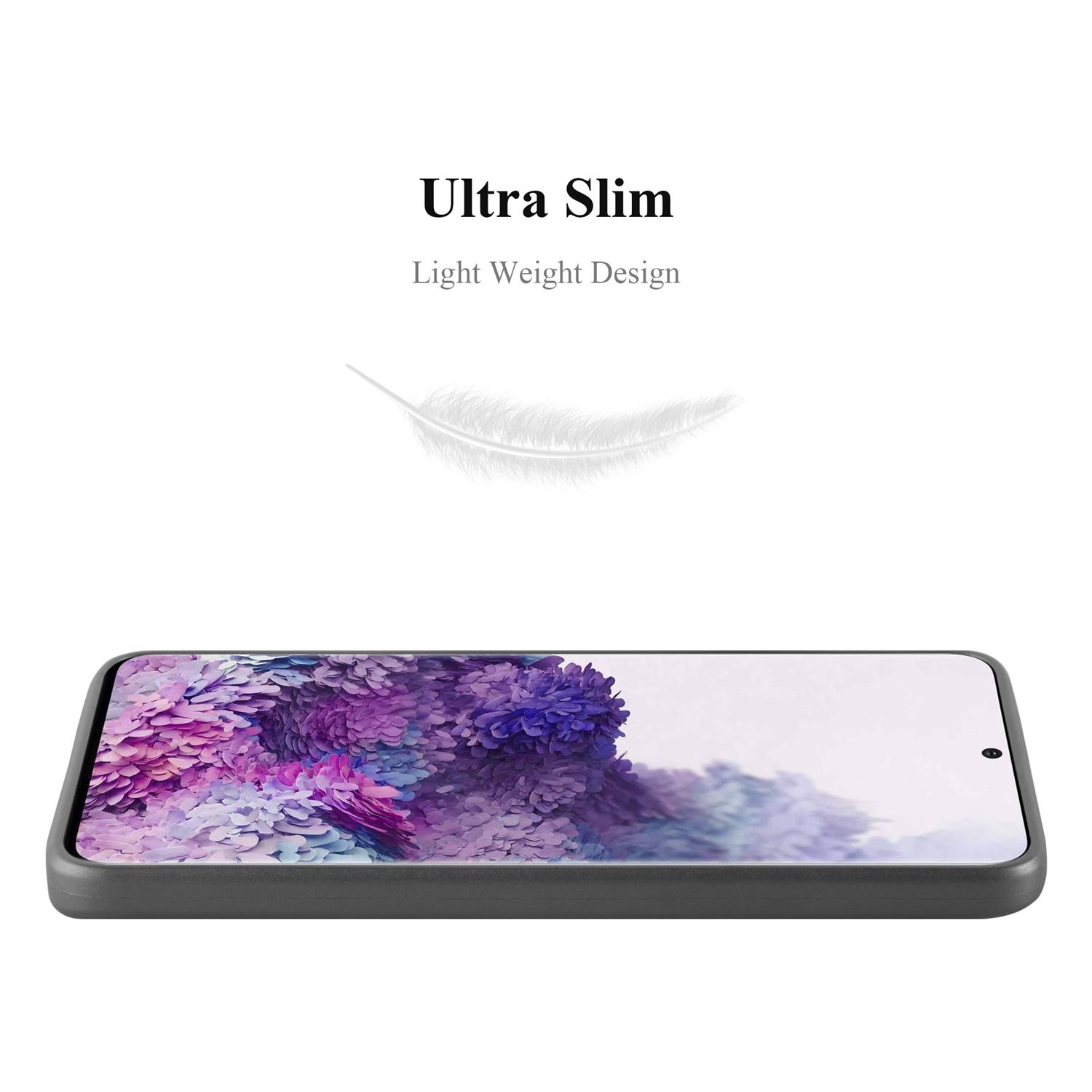 Una custodia per telefono con un design astratto colorato. Design ultra sottile e leggero. Testo: Ultra Slim, Light Weight Design.