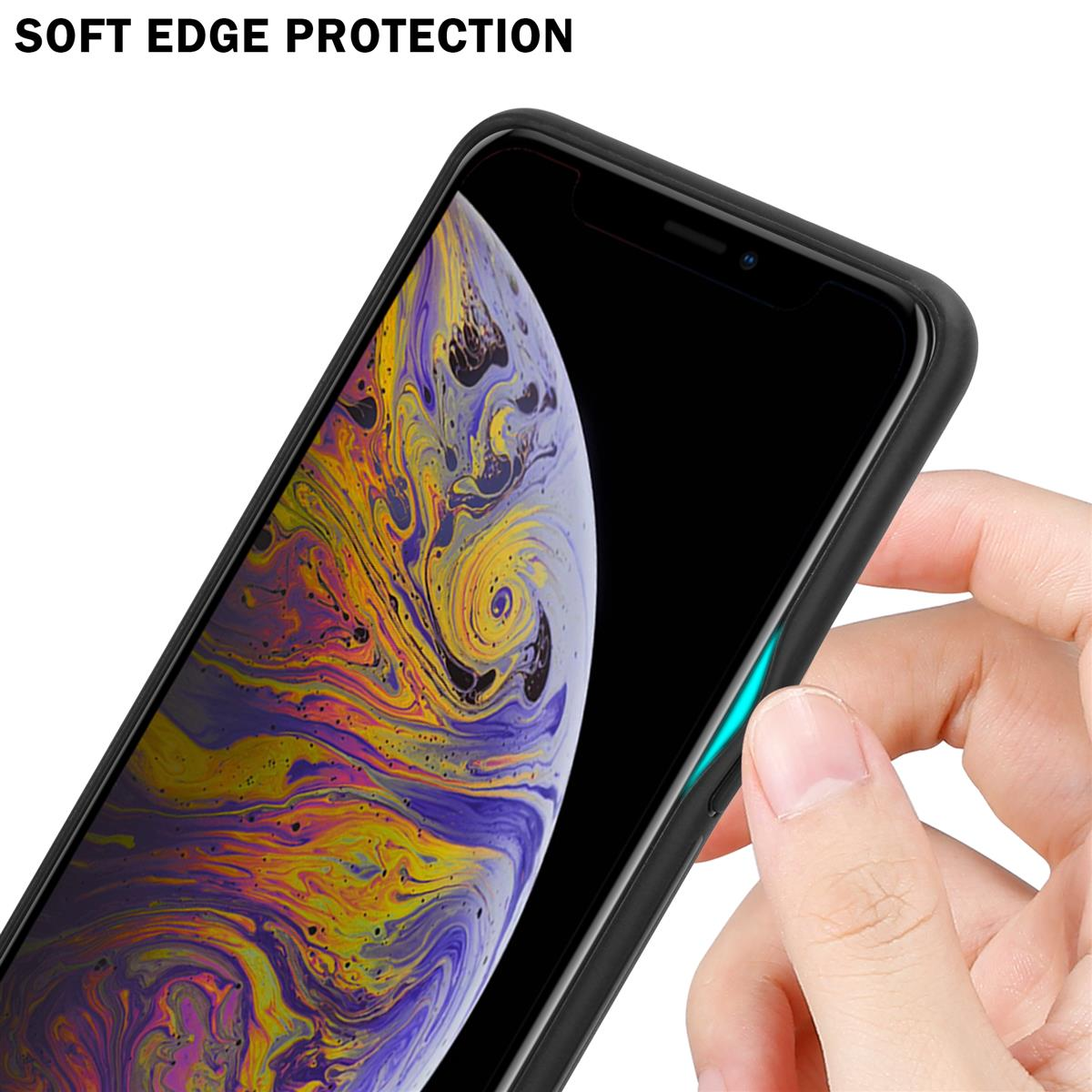 CADORABO Hülle - iPhone MAX, Silikon Backcover, 2 Glas, aus ROT Apple, XS TPU LILA Farben